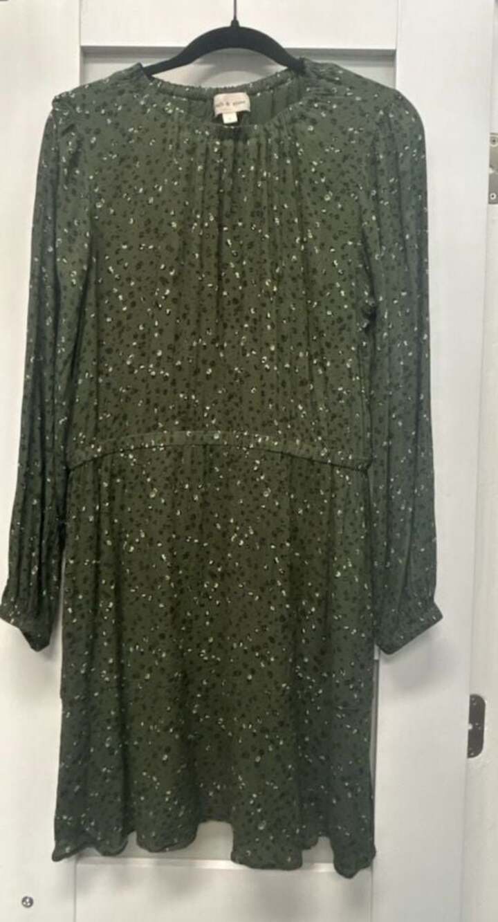 Cloth & Stone Women's Olive Green Long Sleeve Floral Print Mini Dress Size L